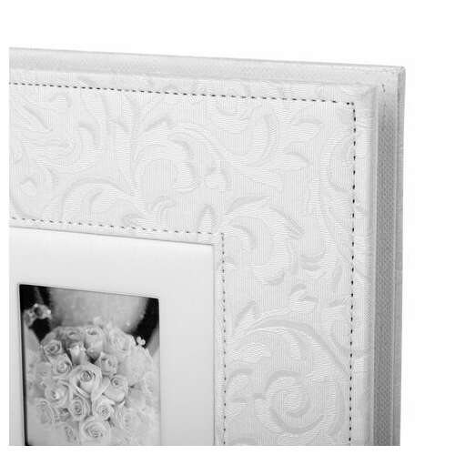  Фотоальбом brauberg свадебный, 20 магнитных листов 30х32 см, обложка под фактурную кожу, на кольцах, белый, 390691 | Фотоальбомы