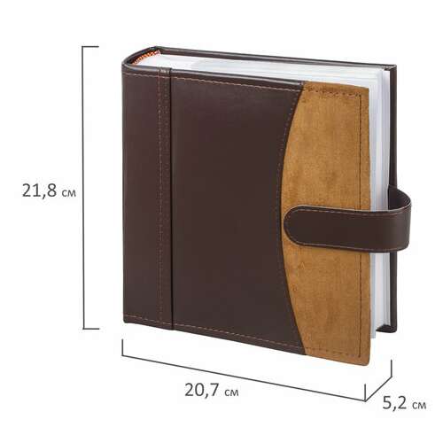  Фотоальбом brauberg на 200 фото 10х15 см, под гладкую кожу, бумажные страницы, застежка, темно-коричневый, 390479 | Фотоальбомы