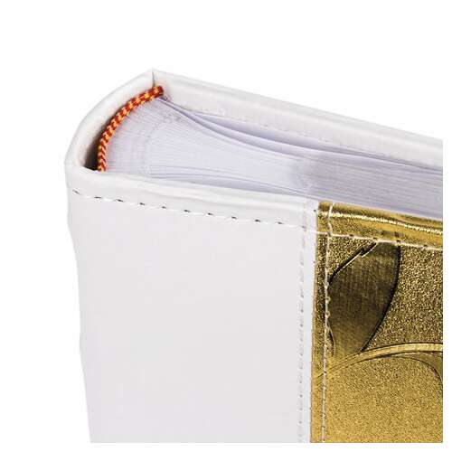  Фотоальбом brauberg на 200 фото 10х15 см, под кожу, бумажные страницы, бокс, бело-золотистый, 391112 | Фотоальбомы