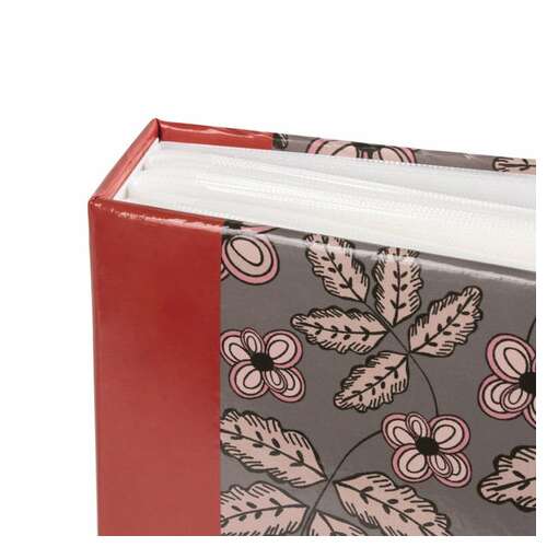  Фотоальбом brauberg на 200 фото 10х15 см, твердая обложка, "флора", серый с красным, 391121 | Фотоальбомы