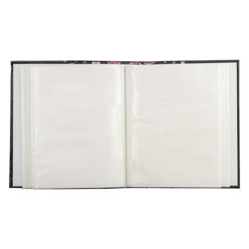  Фотоальбом brauberg на 200 фотографий 10х15 см, твердая обложка, "пейсли", черный с розовым, 390668 | Фотоальбомы