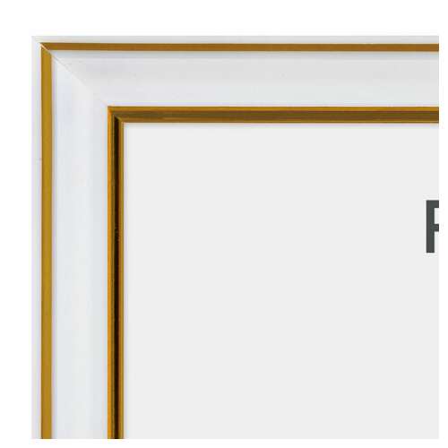  Рамка 21х30 см небьющаяся, багет 20 мм, пластик, brauberg "hit3", белая с двойной позолотой, 391381 | Рамки для дипломов, сертификатов, грамот, фотографий