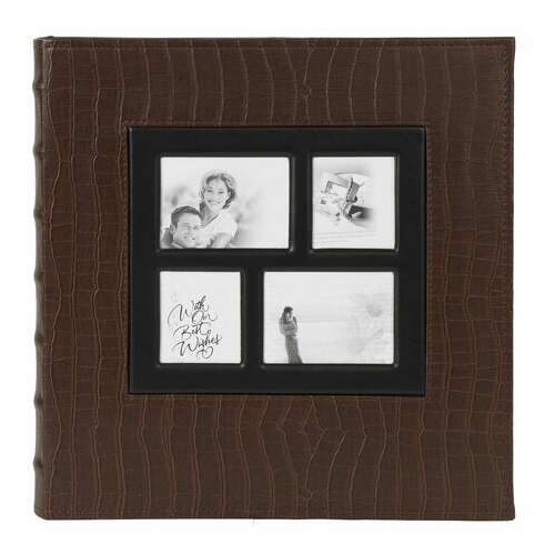  Фотоальбом brauberg на 500 фотографий 10х15 см, обложка под кожу крокодила, рамка для фото, коричневый, 390715 | Фотоальбомы
