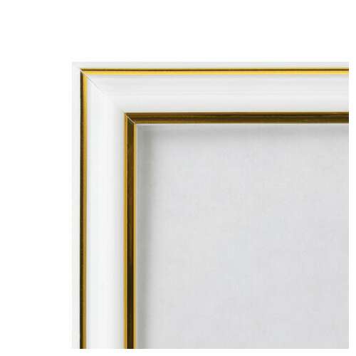  Рамка 30х40 см небьющаяся, багет 20 мм пластик, brauberg "hit3", белая с двойной позолотой, 391383 | Рамки для дипломов, сертификатов, грамот, фотографий