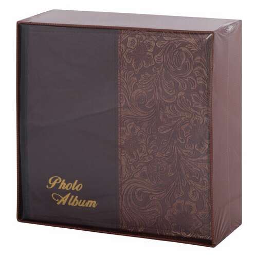  Фотоальбом brauberg на 300 фотографий 10х15 см, обложка под кожу, бумажные страницы, бокс, бордо+бронза, 390681 | Фотоальбомы