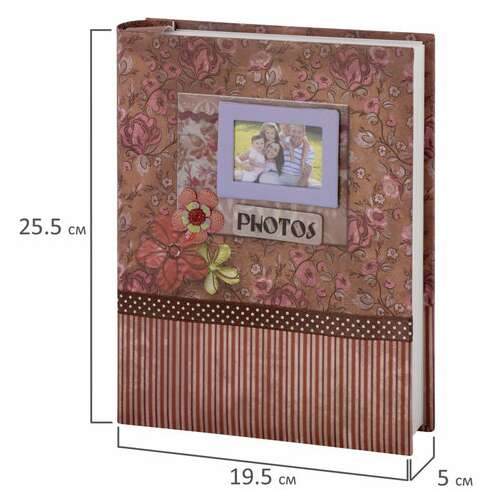  Фотоальбом brauberg на 200 фотографий 10х15 см, твердая обложка, "семья", бокс, красно-коричневый, 390673 | Фотоальбомы