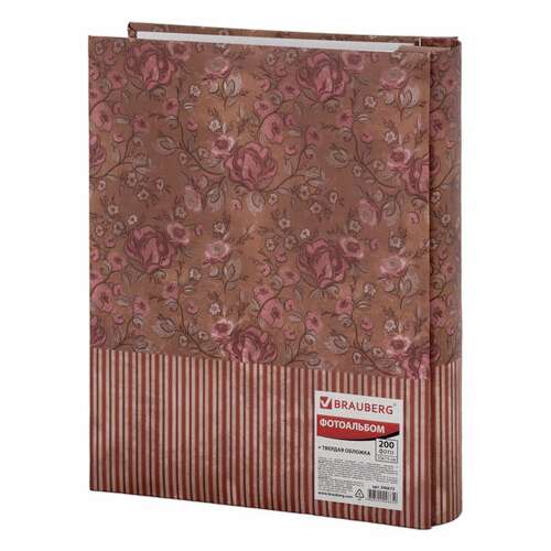  Фотоальбом brauberg на 200 фотографий 10х15 см, твердая обложка, "семья", бокс, красно-коричневый, 390673 | Фотоальбомы
