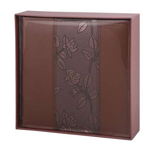  Фотоальбом brauberg на 200 фото 10х15 см, под кожу (комбинированную), бумажные страницы, бокс, коричневый, 390483 | Фотоальбомы