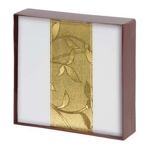  Фотоальбом brauberg на 200 фото 10х15 см, под кожу, бумажные страницы, бокс, бело-золотистый, 391112 | Фотоальбомы