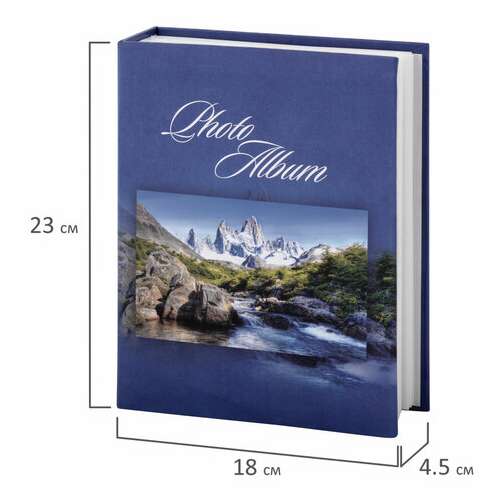 Фотоальбом brauberg на 200 фотографий 10х15 см, твердая обложка, "горный пейзаж", синий, 390669  Фотоальбом brauberg на 200 фотографий 10х15 см, твердая обложка, "горный пейзаж", синий, 390669 | Фотоальбомы