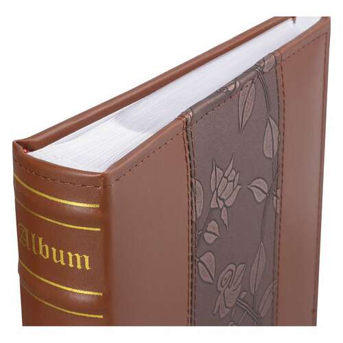  Фотоальбом brauberg на 200 фото 10х15 см, под кожу (комбинированную), бумажные страницы, бокс, коричневый, 390483 | Фотоальбомы