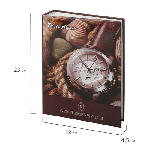  Фотоальбом brauberg на 200 фотографий 10х15 см, твердая обложка, "часы", коричневый, 390667 | Фотоальбомы