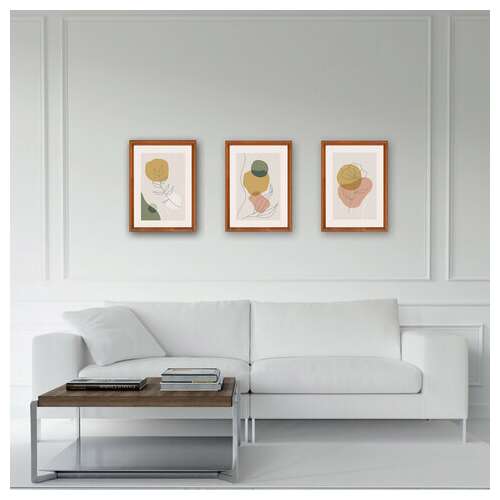  Рамка 21х30 см со стеклом, комплект 3 штуки, багет 17 мм, дерево, staff "classic", темно-коричневая, 391390 | Рамки для дипломов, сертификатов, грамот, фотографий