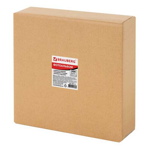  Фотоальбом brauberg на 300 фото 10х15 см, под кожу, бумажные страницы, бокс, белый+золото, 391117 | Фотоальбомы