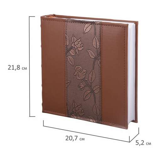  Фотоальбом brauberg на 200 фото 10х15 см, под кожу (комбинированную), бумажные страницы, бокс, коричневый, 390483 | Фотоальбомы