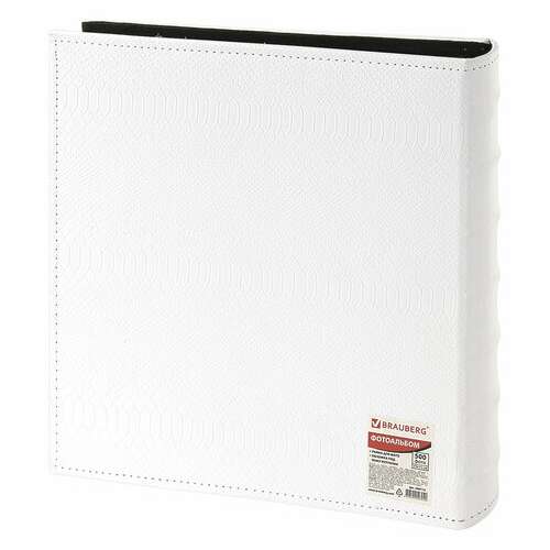  Фотоальбом brauberg на 500 фотографий 10х15 см, обложка под кожу рептилии, рамка для фото, белый, 390713 | Фотоальбомы