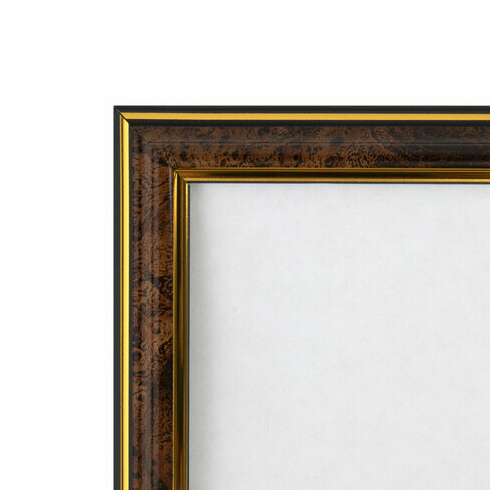  Рамка 30х40 см небьющаяся, багет 20 мм пластик, brauberg "hit3", цвет темный орех с позолотой, 391384 | Рамки для дипломов, сертификатов, грамот, фотографий