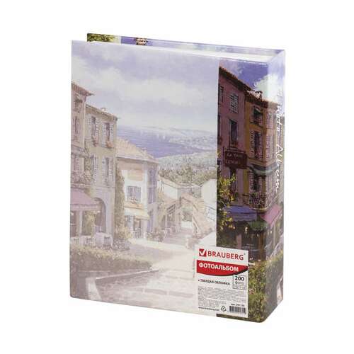  Фотоальбом brauberg на 200 фото 10х15 см, твердая обложка, "улица прованса", 391120 | Фотоальбомы