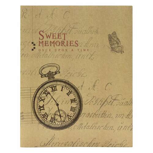  Фотоальбом brauberg "часы, крафт" на 200 фото 10х15 см, твердая обложка, термосварка, 391165 | Фотоальбомы