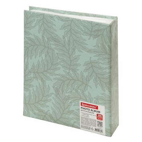  Фотоальбом brauberg "папоротник" на 200 фото 10х15 см, твердая обложка, термосварка, 391171 | Фотоальбомы