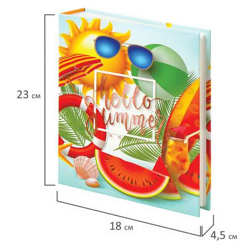  Фотоальбом brauberg "здравствуй, лето" на 200 фото 10х15 см, твердая обложка, термосварка, 391170 | Фотоальбомы