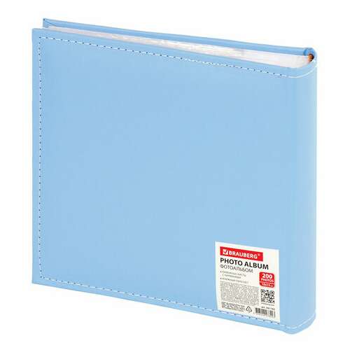  Фотоальбом brauberg "cute baby" на 200 фото 10х15 см, под кожу, бумажные страницы, бокс, синий, 391142 | Фотоальбомы