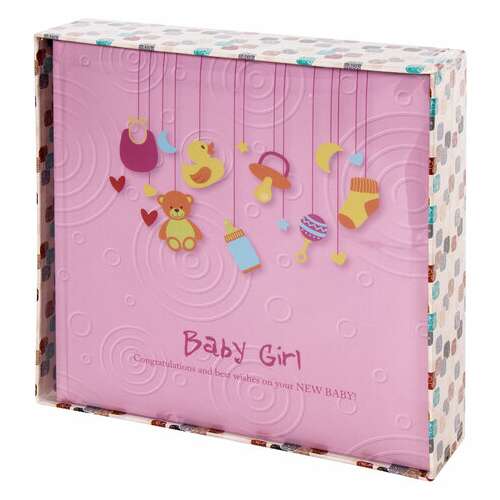  Фотоальбом brauberg "baby girl" на 200 фото 10х15 см, твердая обложка, бумажные страницы, бокс, розовый, 391143 | Фотоальбомы