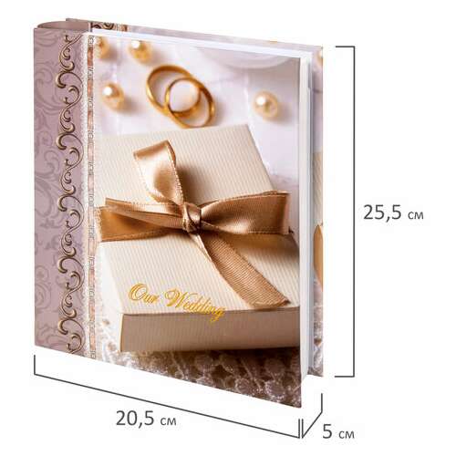  Фотоальбом brauberg "свадебный подарок" на 200 фото 10х15 см, твердая обложка, переплет, бокс, 391153 | Фотоальбомы