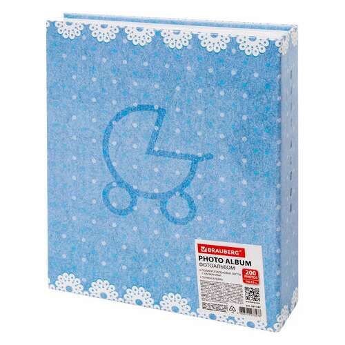  Фотоальбом brauberg "baby shoes" на 200 фото 10х15 см, твердая обложка, термосклейка, голубой, 39114, 391147 | Фотоальбомы