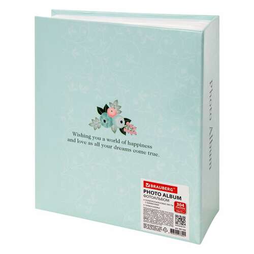  Фотоальбом brauberg "цветочный узор" на 304 фото 10х15 м, твердая обложка, термосклейка, 391162 | Фотоальбомы