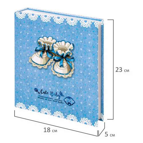  Фотоальбом brauberg "baby shoes" на 200 фото 10х15 см, твердая обложка, термосклейка, голубой, 39114, 391147 | Фотоальбомы