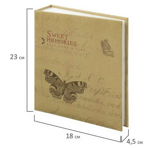  Фотоальбом brauberg "бабочка, крафт" на 200 фото 10х15 см, твердая обложка, термосварка, 391164 | Фотоальбомы