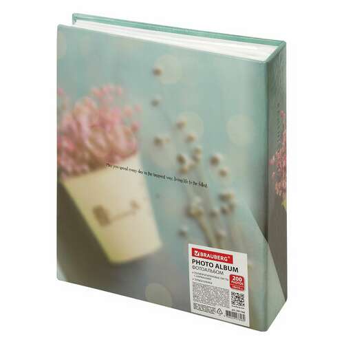  Фотоальбом brauberg "на бирюзовом фоне" на 200 фото 10х15 см, твердая обложка, термосварка, 391166 | Фотоальбомы
