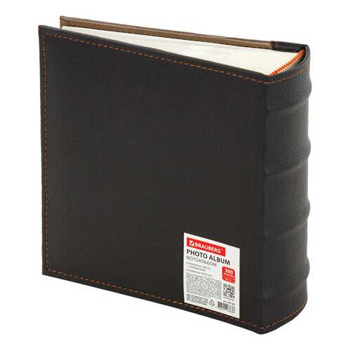  Фотоальбом brauberg "business style" на 300 фото 10х15 см, под кожу, бумажные страницы, бокс, 391183 | Фотоальбомы