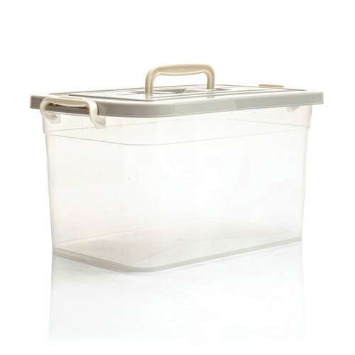  Ящик-контейнер 10 л с крышкой на защелках и ручкой, 19х35х23 см, пластик, прозрачный, крышка ассорти, 810, 438100065 | Ящики, боксы и корзины универсальные