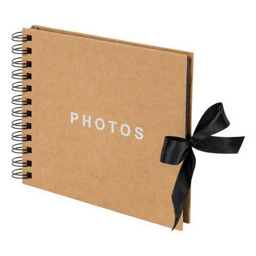  Фотоальбом 16х18 см, 20 черных листов, обложка крафт, уголки/стикеры/ручка/клей, brg black&kraft, 880652 | Фотоальбомы