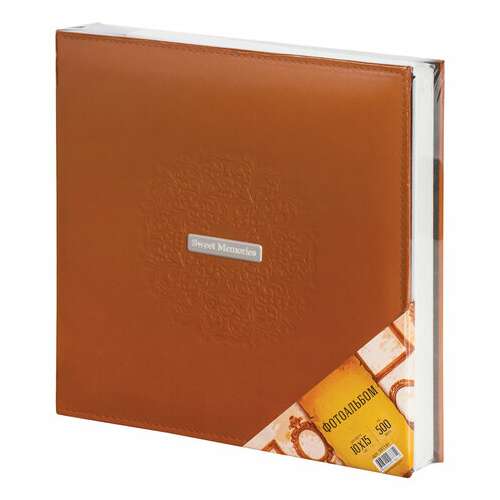  Фотоальбом brauberg "omega" на 500 фото 10х15 см, под гладкую кожу, коричневый, 391181 | Фотоальбомы