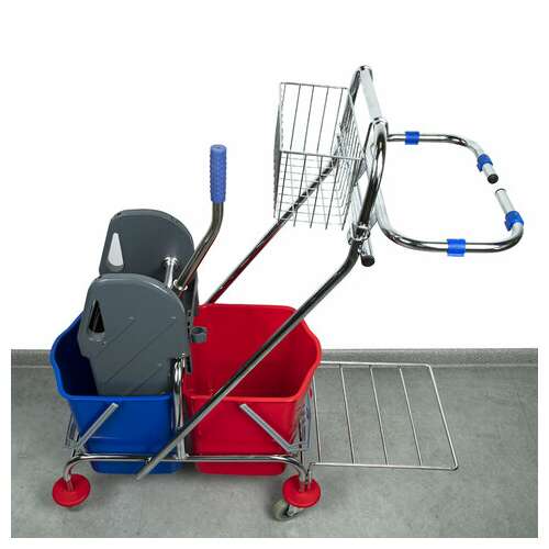  Тележка уборочная brabix, 2-съемных ведра по 15 л, отжим, корзина, держатель для мусорного мешка с поддерживающей платформой, 601500 | Тележки уборочные