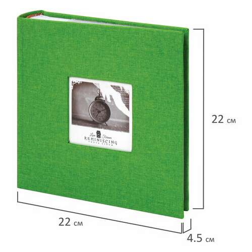  Фотоальбом brauberg "лайм" на 200 фото 10х15 см, ткань, зеленый, 391189 | Фотоальбомы