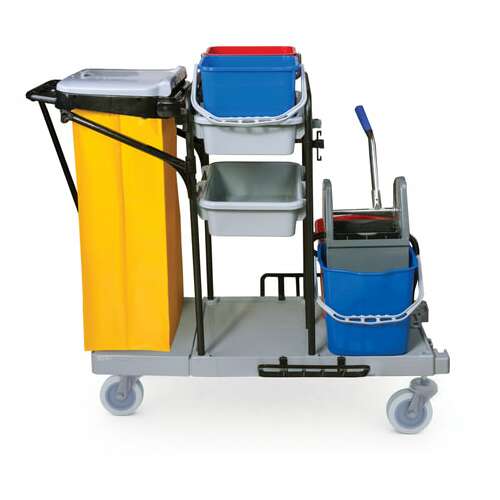  Тележка уборочная brabix, ведра 2х20 л, 2х11 л, механический отжим, держатель для мешка, мешок, 2 поддона, 601501 | Тележки уборочные