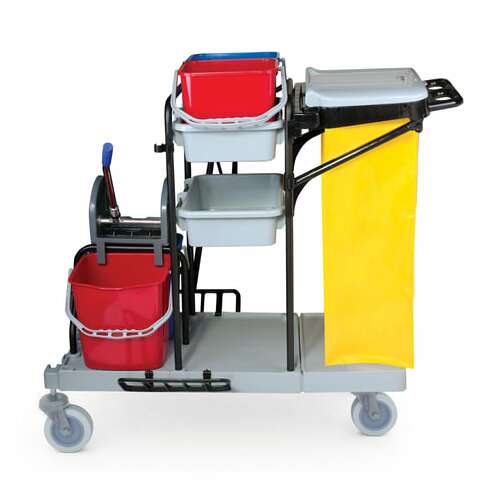  Тележка уборочная brabix, ведра 2х20 л, 2х11 л, механический отжим, держатель для мешка, мешок, 2 поддона, 601501 | Тележки уборочные