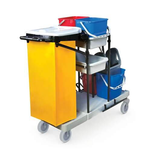  Тележка уборочная brabix, ведра 2х20 л, 2х11 л, механический отжим, держатель для мешка, мешок, 2 поддона, 601501 | Тележки уборочные