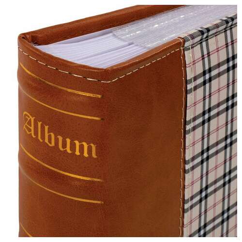  Фотоальбом brauberg "шотландка" на 200 фото 10х15 см, под кожу, бумажные страницы, бокс, 391192 | Фотоальбомы