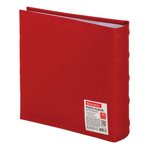  Фотоальбом brauberg на 200 фото 10х15 см, под кожу, бумажные страницы, бокс, красный, 391193 | Фотоальбомы