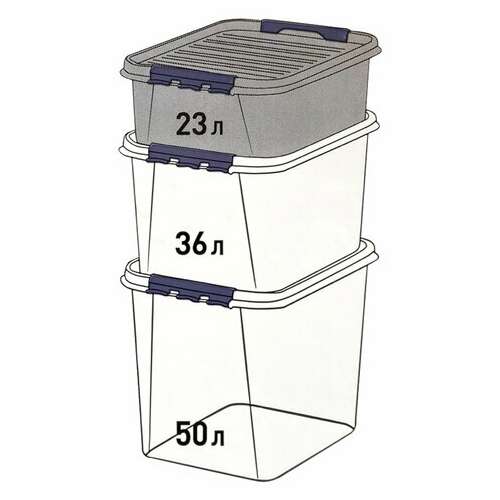  Ящик-контейнер 23 л с крышкой на защелках "профи", 18х50х39 см, штабелируемый, прочный, прозрачный, 437940000 | Ящики, боксы и корзины универсальные