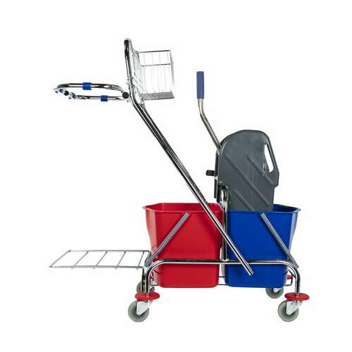  Тележка уборочная brabix, 2-съемных ведра по 15 л, отжим, корзина, держатель для мусорного мешка с поддерживающей платформой, 601500 | Тележки уборочные