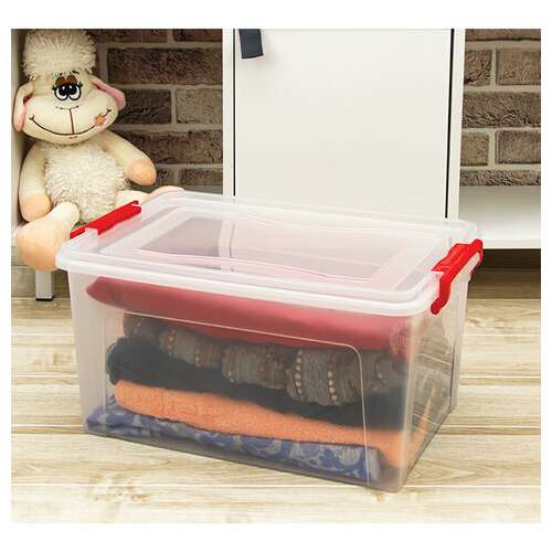  Ящик-контейнер для хранения 25 л, с крышкой на защелках, 24х48х32 см, прозрачный, idea, м 2867, м2867 | Ящики, боксы и корзины универсальные