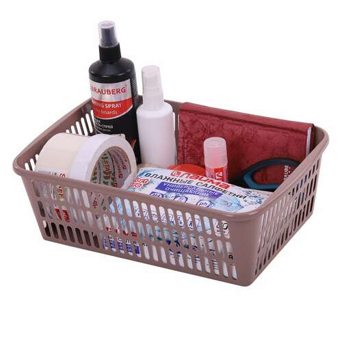  Корзинка 4 литра универсальная, 9,5х30х19,5 см, для хранения, пластик, ассорти, 332, 433320065 | Ящики, боксы и корзины универсальные