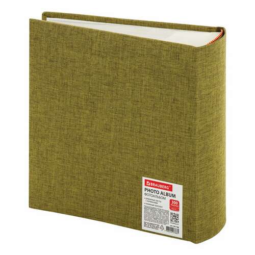  Фотоальбом brauberg на 300 фото 10х15 см, ткань, хаки, 391188 | Фотоальбомы