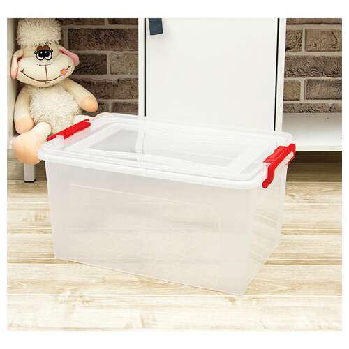  Ящик-контейнер для хранения 25 л, с крышкой на защелках, 24х48х32 см, прозрачный, idea, м 2867, м2867 | Ящики, боксы и корзины универсальные